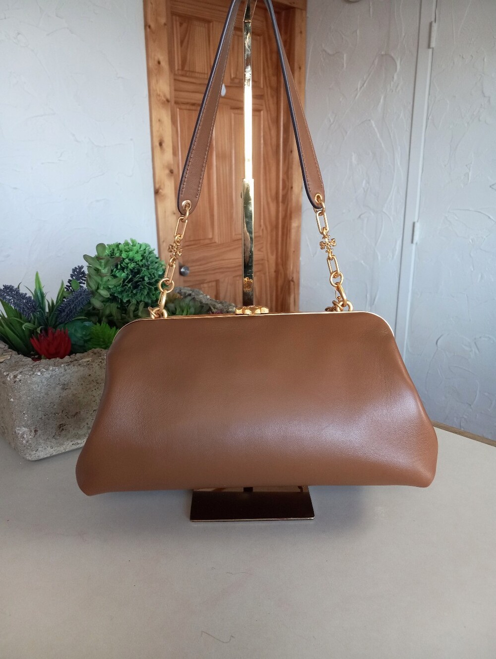 Tory Burch Cleo Shoulder Bag in Moose, Like New, Large size Frame bag. - Picture 6 of 15